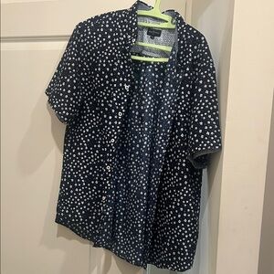 Navy Floral Short-Sleeve Button-Up Shirt